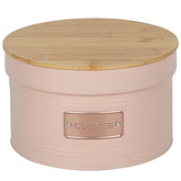 Pote para Biscoitos em Metal com Tampa de Bambu 3,50L Lata Cookies Porta Condimentos Rosa